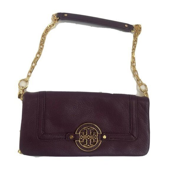 Tory Burch Handbag Purple Purse Leather ShoulderBag Clutch Tote - Picture 16 of 16